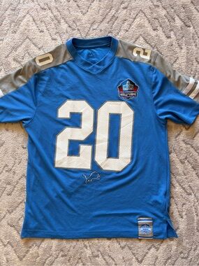 Detroit Lions Barry Sanders Blue #20 Hall of Fame Football Jersey Men’s Medium